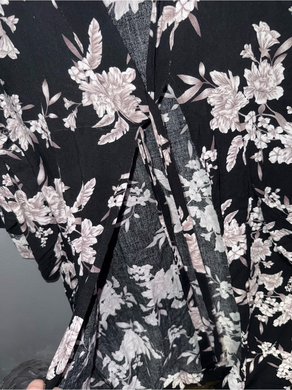Spiritual Gangster Black Cream Floral Tie-Front Coverup - Picture 6 of 8